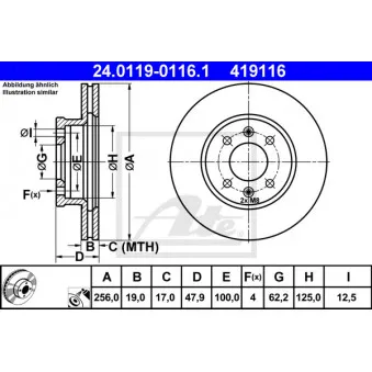 Jeu de 2 disques de frein avant ATE 24.0119-0116.1