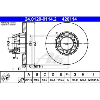 Jeu de 2 disques de frein avant ATE 24.0120-0114.2