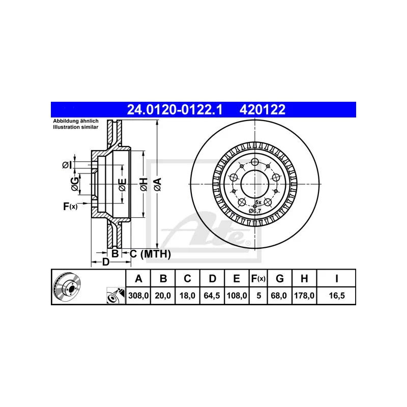 Jeu de 2 disques de frein arrière ATE 24.0120-0122.1