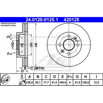 Jeu de 2 disques de frein avant ATE 24.0120-0125.1
