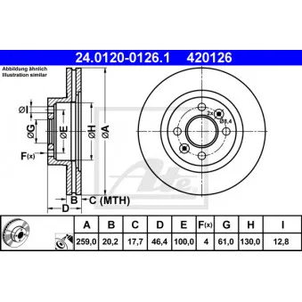 Jeu de 2 disques de frein avant ATE 24.0120-0126.1