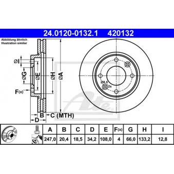 Jeu de 2 disques de frein avant ATE 24.0120-0132.1