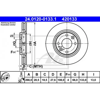 Jeu de 2 disques de frein avant ATE 24.0120-0133.1