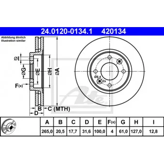Jeu de 2 disques de frein avant ATE 24.0120-0134.1