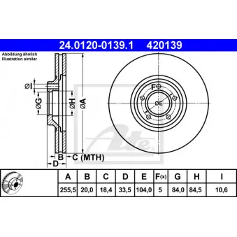 Jeu de 2 disques de frein avant ATE 24.0120-0139.1