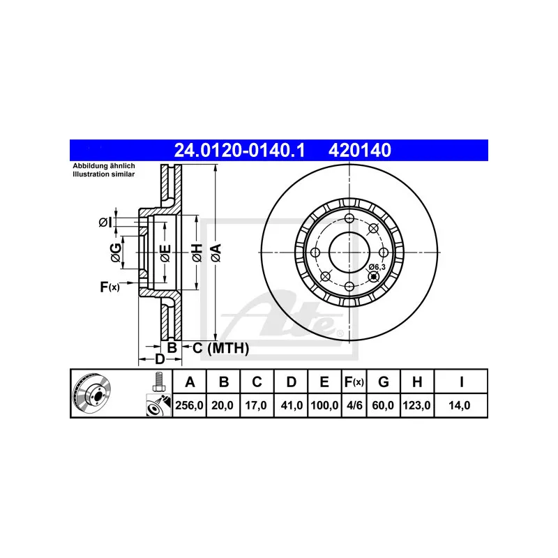 Jeu de 2 disques de frein avant ATE 24.0120-0140.1