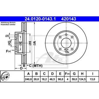 Jeu de 2 disques de frein avant ATE 24.0120-0143.1