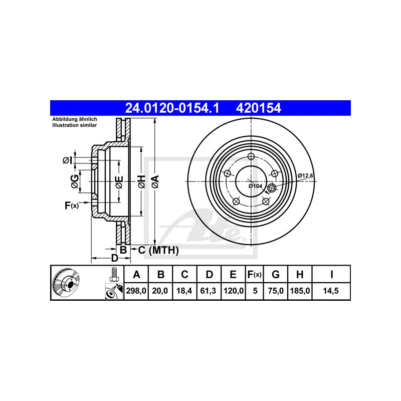 Jeu de 2 disques de frein arrière ATE 24.0120-0154.1