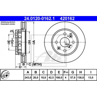 Jeu de 2 disques de frein avant ATE 24.0120-0162.1