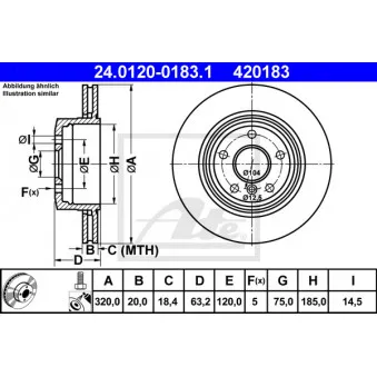Jeu de 2 disques de frein arrière ATE 24.0120-0183.1