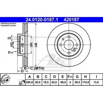 Jeu de 2 disques de frein avant ATE 24.0120-0187.1