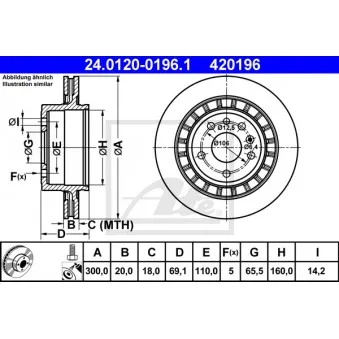 Jeu de 2 disques de frein arrière ATE 24.0120-0196.1