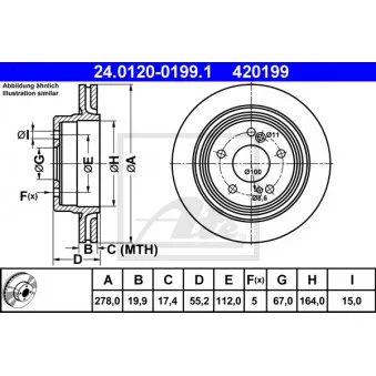 Jeu de 2 disques de frein arrière ATE 24.0120-0199.1
