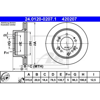 Jeu de 2 disques de frein arrière ATE 24.0120-0207.1