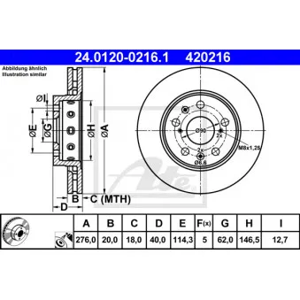 Jeu de 2 disques de frein avant ATE 24.0120-0216.1