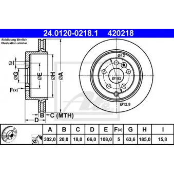 Jeu de 2 disques de frein arrière ATE 24.0120-0218.1