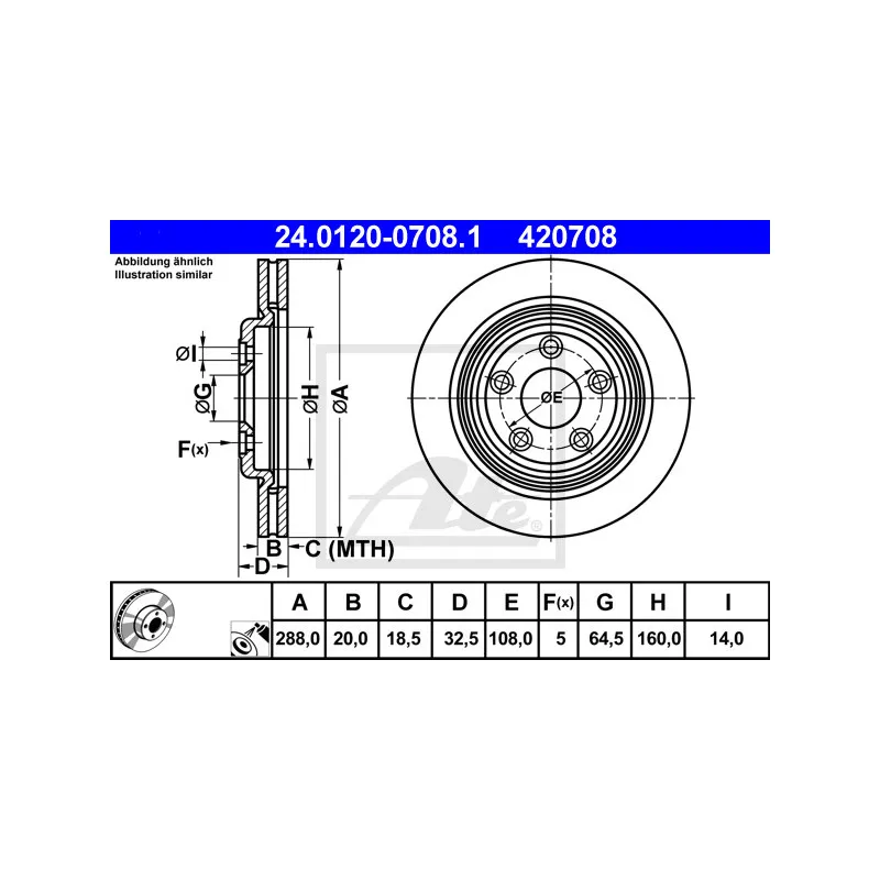 Jeu de 2 disques de frein arrière ATE 24.0120-0708.1