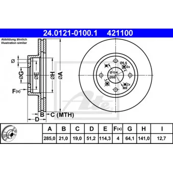 Jeu de 2 disques de frein avant ATE 24.0121-0100.1