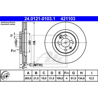Jeu de 2 disques de frein avant ATE 24.0121-0103.1