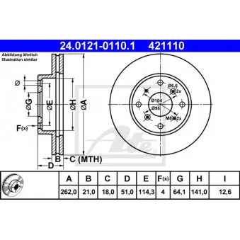 Jeu de 2 disques de frein avant ATE 24.0121-0110.1