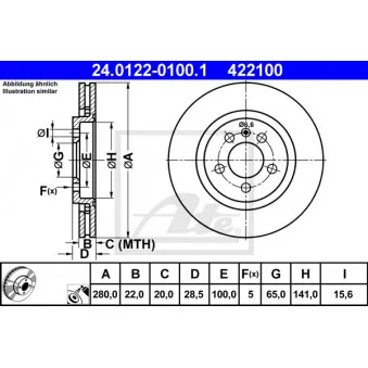 Jeu de 2 disques de frein avant ATE 24.0122-0100.1