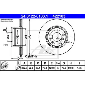 Jeu de 2 disques de frein avant ATE 24.0122-0103.1