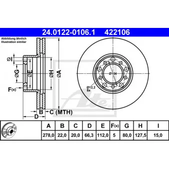 Jeu de 2 disques de frein avant ATE 24.0122-0106.1
