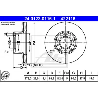 Jeu de 2 disques de frein avant ATE 24.0122-0116.1