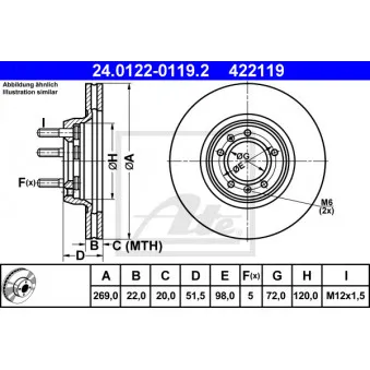 Jeu de 2 disques de frein avant ATE 24.0122-0119.2