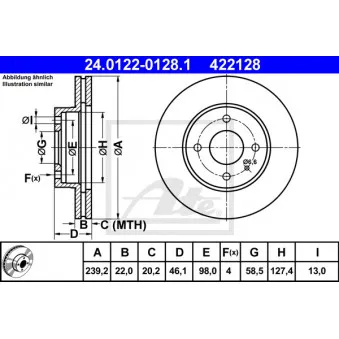 Jeu de 2 disques de frein avant ATE 24.0122-0128.1
