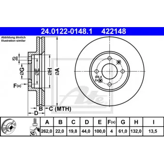 Jeu de 2 disques de frein avant ATE 24.0122-0148.1