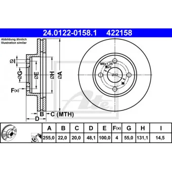 Jeu de 2 disques de frein avant ATE 24.0122-0158.1
