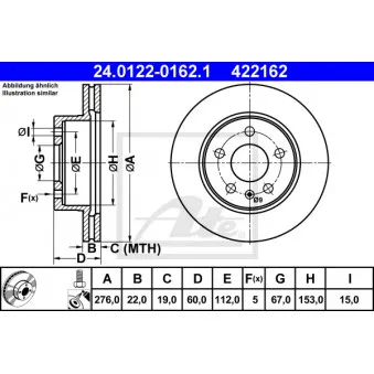 Jeu de 2 disques de frein avant ATE 24.0122-0162.1