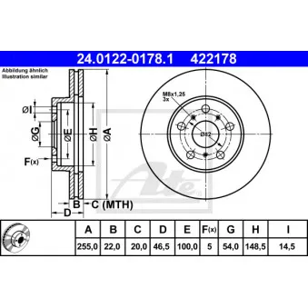 Jeu de 2 disques de frein avant ATE 24.0122-0178.1