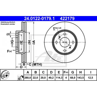 Jeu de 2 disques de frein avant ATE 24.0122-0179.1