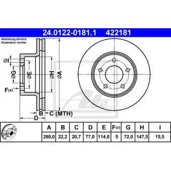 Jeu de 2 disques de frein avant ATE 24.0122-0181.1