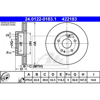 Jeu de 2 disques de frein avant ATE 24.0122-0183.1