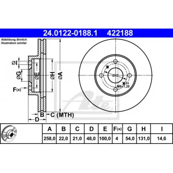 Jeu de 2 disques de frein avant ATE 24.0122-0188.1