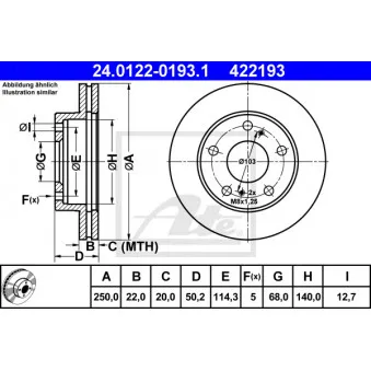 Jeu de 2 disques de frein avant ATE 24.0122-0193.1