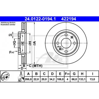Jeu de 2 disques de frein avant ATE 24.0122-0194.1