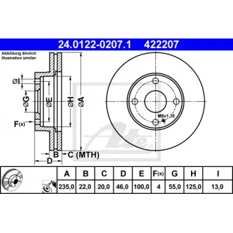Jeu de 2 disques de frein avant ATE 24.0122-0207.1