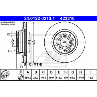 Jeu de 2 disques de frein avant ATE 24.0122-0210.1