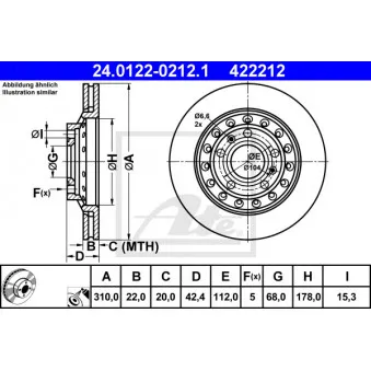 Jeu de 2 disques de frein arrière ATE 24.0122-0212.1