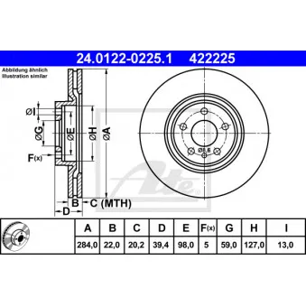 Jeu de 2 disques de frein avant ATE 24.0122-0225.1
