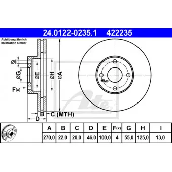 Jeu de 2 disques de frein avant ATE 24.0122-0235.1