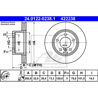 Jeu de 2 disques de frein avant ATE 24.0122-0238.1