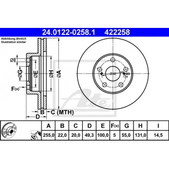 Jeu de 2 disques de frein avant ATE 24.0122-0258.1