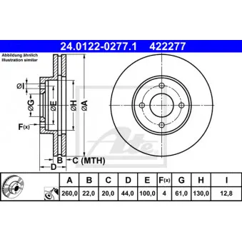 Jeu de 2 disques de frein avant ATE 24.0122-0277.1
