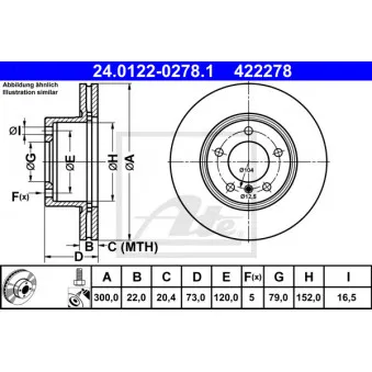 Jeu de 2 disques de frein avant ATE 24.0122-0278.1