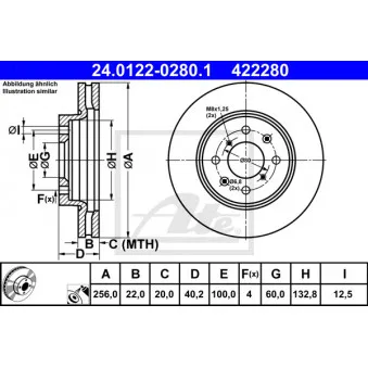 Jeu de 2 disques de frein avant ATE 24.0122-0280.1